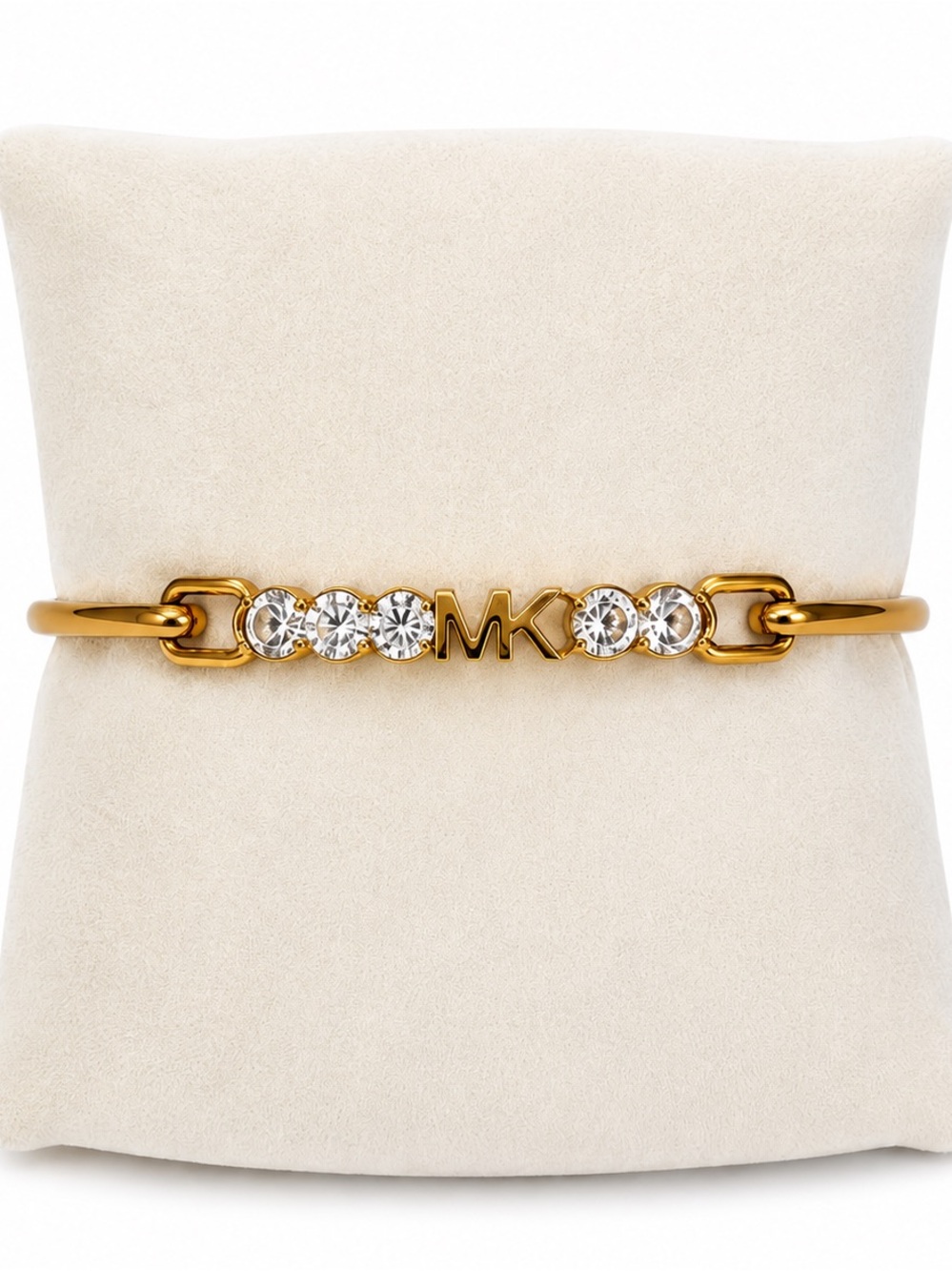 Michael Kors Gold Crystal MK Logo Slim Bangle Bracelet - Picture 1 of 4